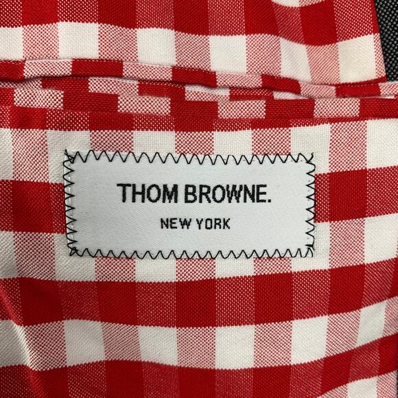 THOM BROWNE Size 38 Navy Red Checkered Wool Blend Notch Lapel Sport Coat - Picture 6 of 8